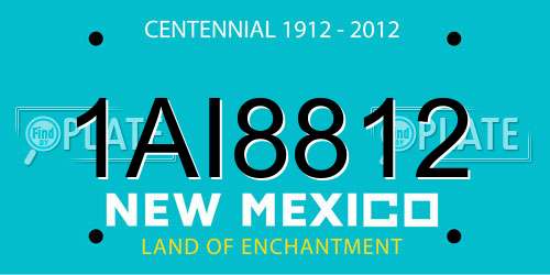 1AI8812 New Mexico License Plate