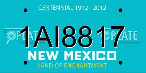 1AI8817 New Mexico License Plate