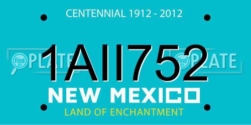 1AII752 New Mexico License Plate