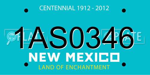 1AS0346 New Mexico License Plate