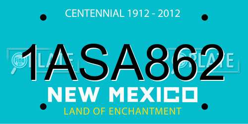1ASA862 New Mexico License Plate