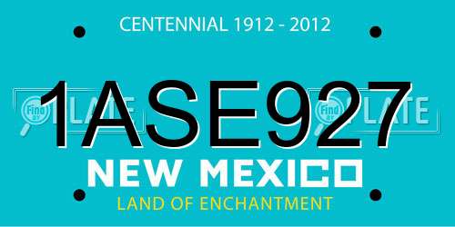 1ASE927 New Mexico License Plate