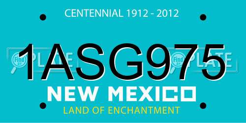1ASG975 New Mexico License Plate
