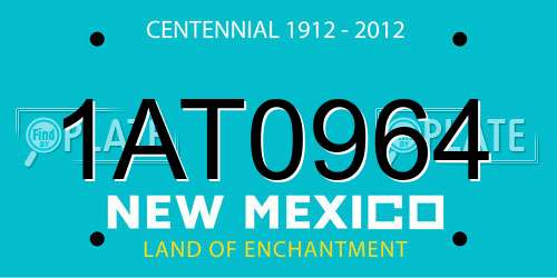 1AT0964 New Mexico License Plate