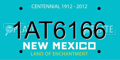 1AT6166 New Mexico License Plate