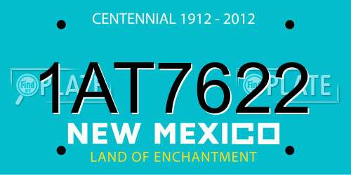 1AT7622 New Mexico License Plate