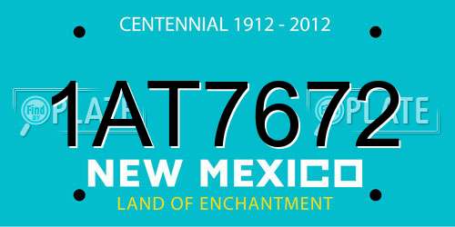 1AT7672 New Mexico License Plate