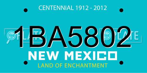 1BA5802 New Mexico License Plate