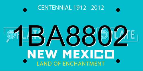 1BA8802 New Mexico License Plate