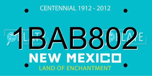 1BAB802 New Mexico License Plate