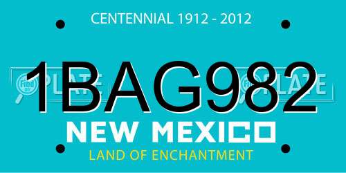 1BAG982 New Mexico License Plate