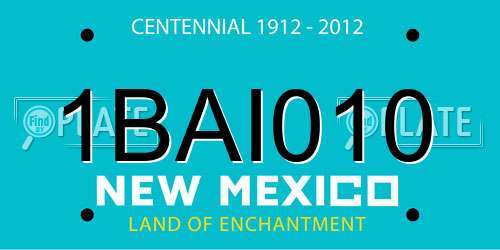 1BAI010 New Mexico License Plate