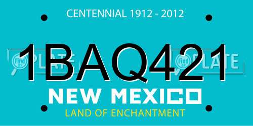 1BAQ421 New Mexico License Plate