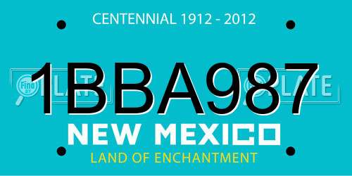 1BBA987 New Mexico License Plate
