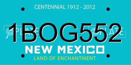 1BOG552 New Mexico License Plate