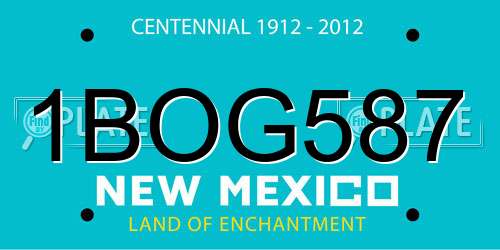 1BOG587 New Mexico License Plate
