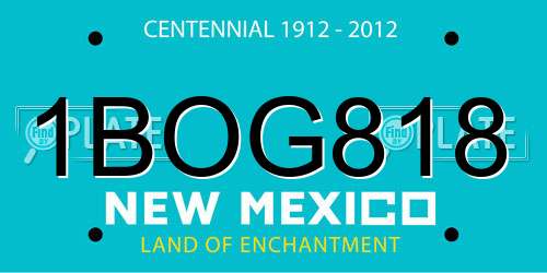 1BOG818 New Mexico License Plate