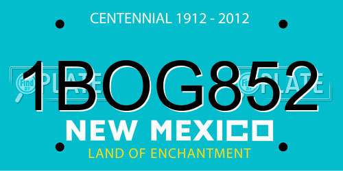 1BOG852 New Mexico License Plate