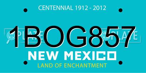 1BOG857 New Mexico License Plate