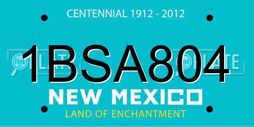 1BSA804 New Mexico License Plate
