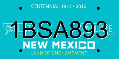 1BSA893 New Mexico License Plate