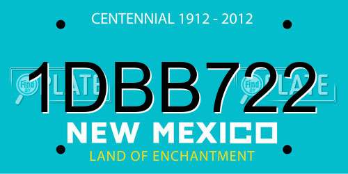 1DBB722 New Mexico License Plate