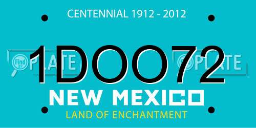 1DOO72 New Mexico License Plate