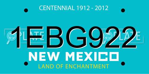 1EBG922 New Mexico License Plate
