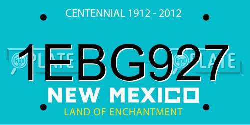 1EBG927 New Mexico License Plate