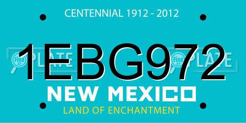 1EBG972 New Mexico License Plate