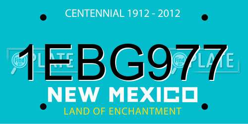 1EBG977 New Mexico License Plate