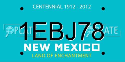 1EBJ78 New Mexico License Plate