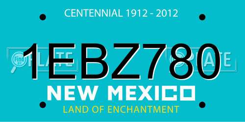 1EBZ780 New Mexico License Plate