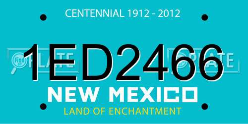 1ED2466 New Mexico License Plate