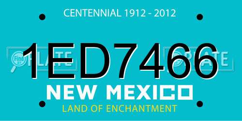 1ED7466 New Mexico License Plate