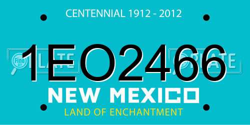 1EO2466 New Mexico License Plate