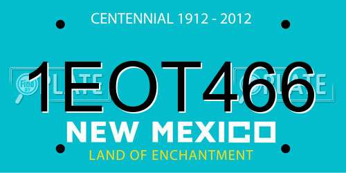1EOT466 New Mexico License Plate