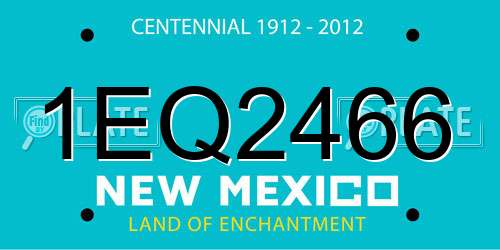 1EQ2466 New Mexico License Plate
