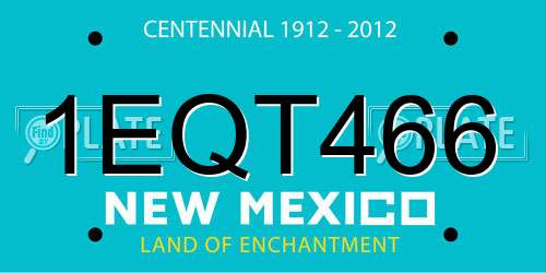 1EQT466 New Mexico License Plate