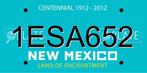 1ESA652 New Mexico License Plate