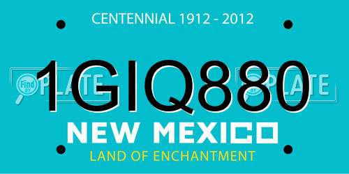 1GIQ880 New Mexico License Plate
