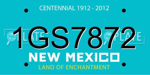 1GS7872 New Mexico License Plate
