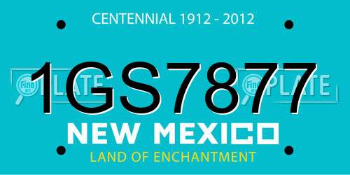 1GS7877 New Mexico License Plate