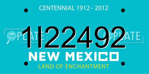 1I22492 New Mexico License Plate