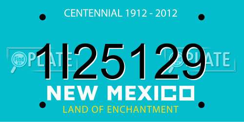 1I25129 New Mexico License Plate