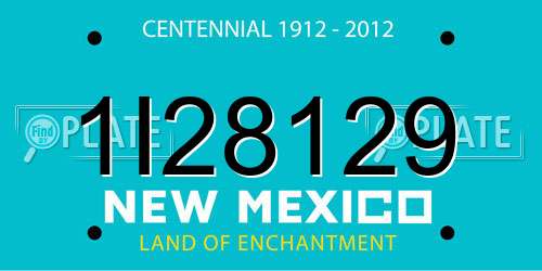 1I28129 New Mexico License Plate