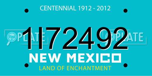 1I72492 New Mexico License Plate