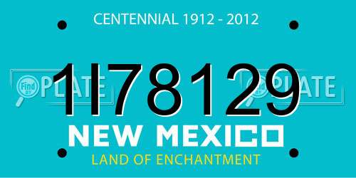 1I78129 New Mexico License Plate
