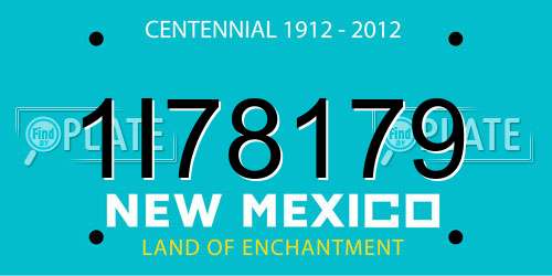 1I78179 New Mexico License Plate