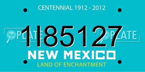 1I85127 New Mexico License Plate